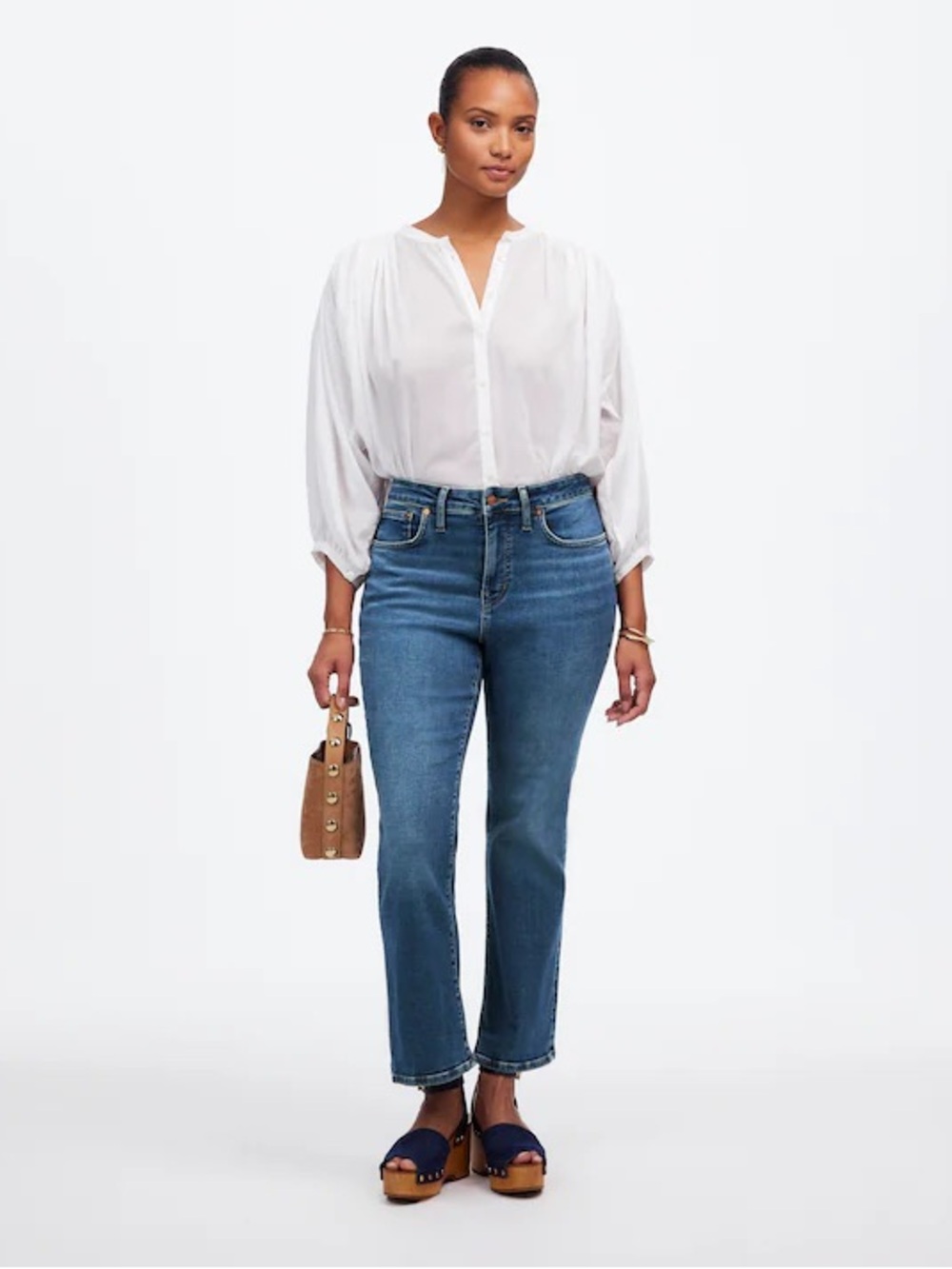 Madewell Petite Curvy Kick Out Crop Jeans in Lenoir Wash